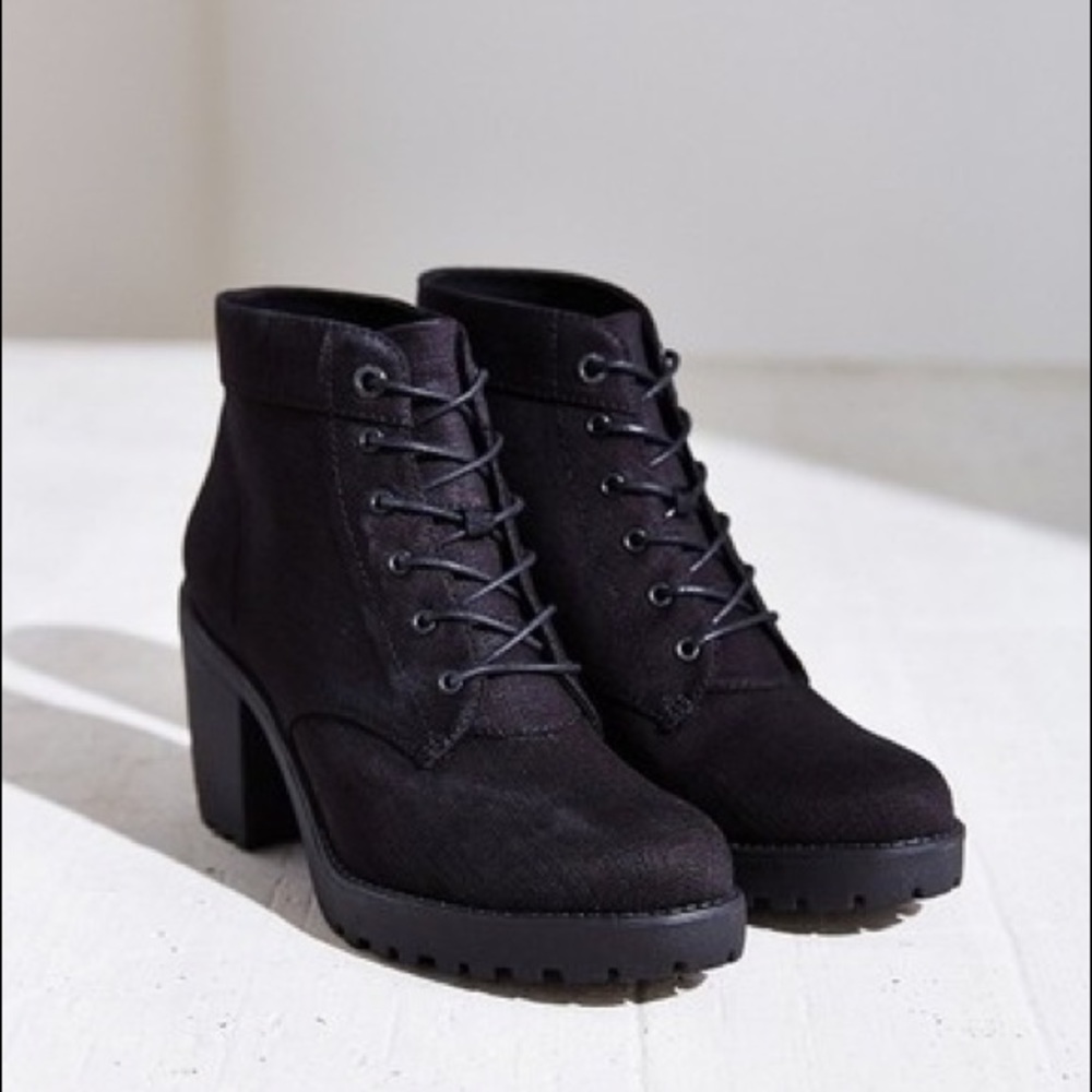 UO Vagabond black grace lace up angle boot